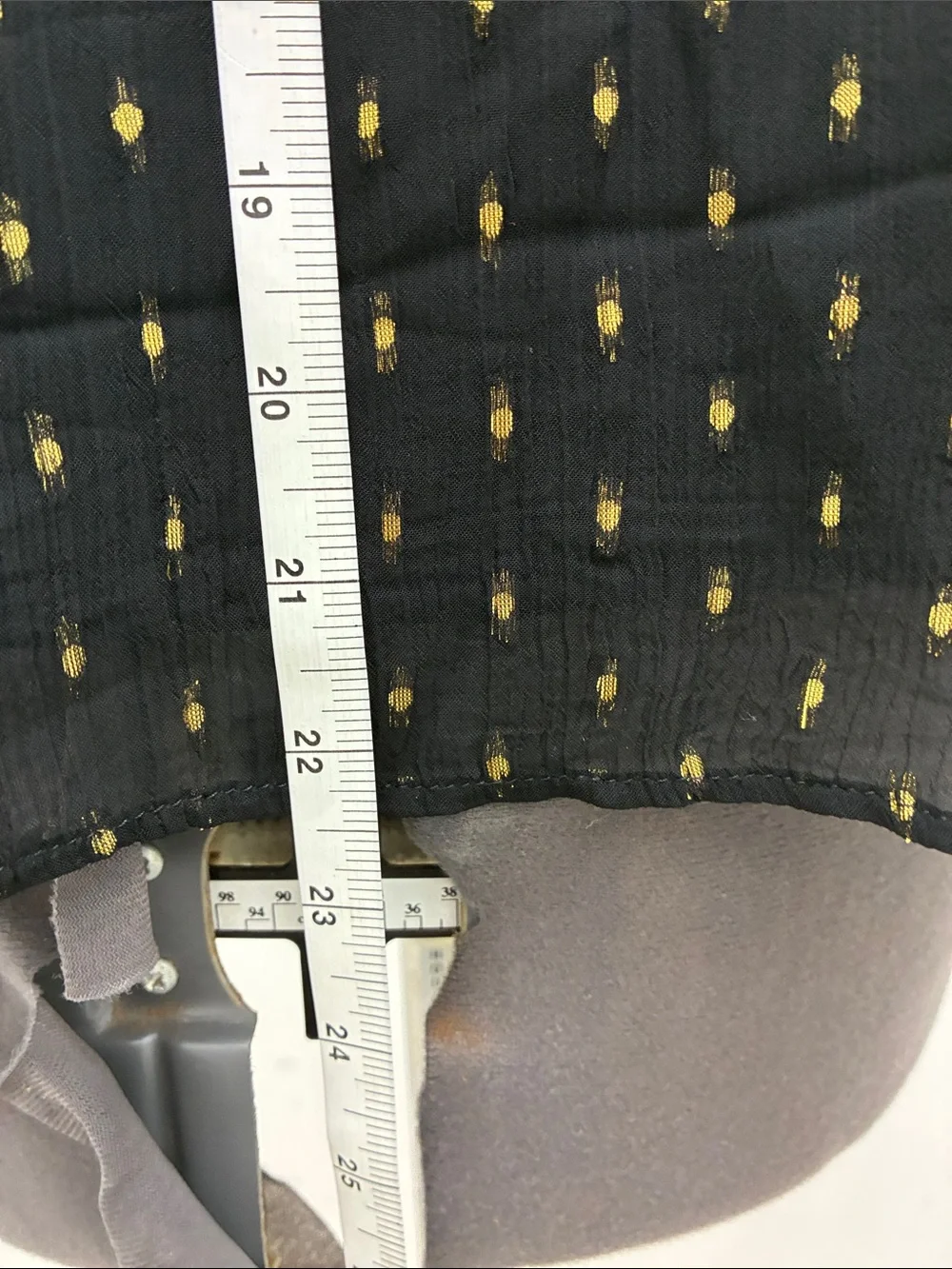 J. Crew Black Blouse with Gold Metallic Dot Print